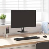  Stalak za monitor bijeli 100x20x8 cm kaljeno staklo i metal | shoptok.hr