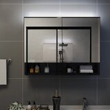  LED kupaonski ormarić s ogledalom crni 80 x 15 x 60 cm MDF | shoptok.hr
