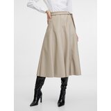 Orsay Beige women's faux leather midi skirt - Women's | Shoptok.si