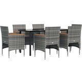  7-dijelni vrtni blagovaonski set s jastucima sivo-crni | shoptok.hr