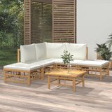  Garnitura 6-delna s kremno belimi blazinami bambus | Shoptok.si