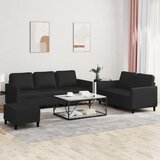  3-dijelni set sofa s jastucima crni od umjetne kože Cene