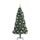 vidaXL Umjetno praznično drevo s setom kroglic, zasvetljeno 120 cm | Shoptok.si