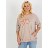 Fashion Hunters Beige casual blouse of larger size with pockets Cene