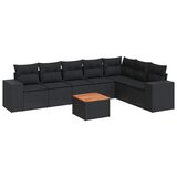  8-dijelni set vrtnih sofa od poliratana s jastucima crni | shoptok.hr