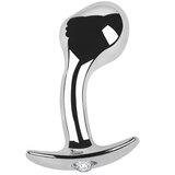 SuperLove Metal Prostate Plug Silver-Clear Gem Large u