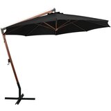  Viseč senčnik z drogom črn 3,5x2,9 m trden les jelke | Shoptok.si