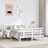 vidaXL Posteljni okvir z vzglavjem brez vzmetnice bel 140x200 cm Cene