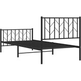 vidaXL Metalni okvir kreveta uzglavlje i podnožje crni 90x190 cm | shoptok.hr