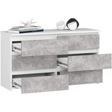 AKORD Cl100 Komoda, 6 Predalov, Bela/Beton, (5000332261) | Shoptok.si