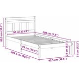  Krevetna konstrukcija Smeđa 90 x 200 cm Čvrsto borovo drvo | shoptok.hr