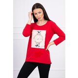Kesi Blouse with 3D graphics with red pearls | Shoptok.si
