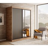 ADRK Klizni ormar Delia s drvenim letvicama 160 cm - HRAST ARTISAN-CRNA | shoptok.hr