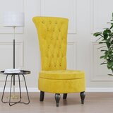 vidaXL Stol z visokim naslonom rumen žamet z gumbi | Shoptok.si