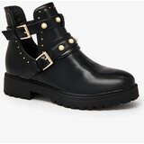 Resti Black women's embellished flat heeled boots Pearl Elegance | shoptok.hr