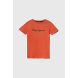 PepeJeans Otroška bombažna kratka majica PJL BJ oranžna barva