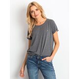 Fashion Hunters Basic dámské tričko z tmavě šedé melange bavlny | Shoptok.si