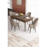 Hanah home trpezarijski set Elf, sto na razvlačenje i 4 stolice, ploča u dekoru drveta Baroque, kapućino tkanina Babyface | Eponuda.com
