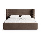 Micadoni Smeđi tapecirani bračni krevet s prostorom za odlaganje s podnicom 160x200 cm Mount – | shoptok.hr