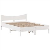 vidaXL Posteljni okvir brez vzmetnice bel 160x200 cm trdna borovina | Shoptok.si