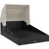 LEŽAJ za sunčanje s krovom crni 200 x 114 x 128 cm poliratan | shoptok.hr
