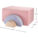 Wigiwama Rožnat otroški tabure iz rebrastega žameta Rainbow – | Shoptok.si