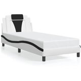 Maison Chic Posteljni okvir - Enojna postelja - Postelja za odrasle z vzglavjem bel in črn 90x190 cm umetno usnje-J9361, (21773732) | Shoptok.si