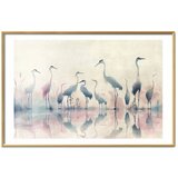  Plakat - Birds by the Lake - herons painted in watercolor in a delicate gray-pink palette 42x29.7 Zlatni okvir s margom | shoptok.hr