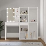vidaXL LED toaletna mizica z 2 omaricama bel inženirski les | Shoptok.si