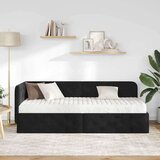 vidaXL Kotna postelja z vzmetnico z vzglavjem Črna 80 x 200 cm Žamet | Shoptok.si