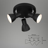 BRILONER 2860-035 - Spot lampa CUP 3xE14/25W/230V crna | Eponuda.com