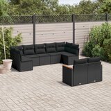 vidaXL 9-dijelni set vrtnih sofa s jastucima crni od poliratana | shoptok.hr