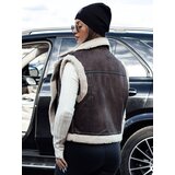 DStreet Kamizelka damska zamszowa z kożuszkiem WOOLZIP kawowa | Shoptok.si