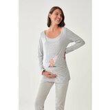 Dagi Maternity Pajamas Top - Gray - Landscape print cene