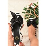 Fox Shoes Women's Black and White Fabric Flat Flats | shoptok.hr