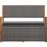  Klupa za pohranu 115 cm od poliratana i bagremovog drva siva | shoptok.hr