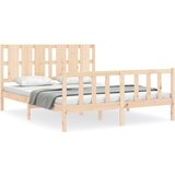 The Living Store Posteljni okvir z vzglavjem trden les - Posteljni Okvir, (21530037) | Shoptok.si