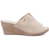 GOODIN Beige women's platform flip-flops Cene
