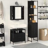  Set namještaja za kupaonicu 3 kom. Crni hrast Crna 33 x 33 x 185,5 cm u