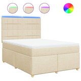  Boxspring - Krevet s oprugama i madracem krem 140 x 190 cm od tkanine - Krema 140 x 190 cm Blok s kvadratima | shoptok.hr