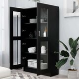 vidaXL Vitrina črna 82,5x30,5x150 cm iverna plošča, (20623068) | Shoptok.si