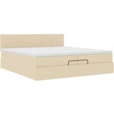  Otomanski okvir kreveta s madracima krem 200x200cm od tkanine | shoptok.hr