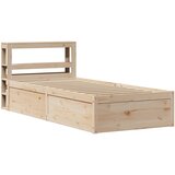 vidaXL Posteljni okvir z vzglavjem bel 75x190 cm trdna borovina, (21322388) | Shoptok.si