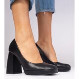 Gemre Black block heel pumps with a square toe Irenois | ePonuda.com