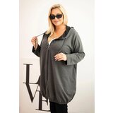 Kesi Women's Plus Size cotton hoodie with a zipper graphite Cijene