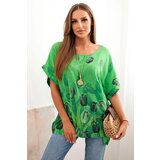 Kesi Włoski Women's cotton shirt with a floral pattern green | ePonuda.com
