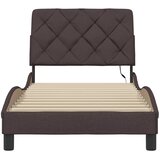  Okvir za krevet s LED rasvjetom bez madraca tamnosmeđi 90x190 cm tkanina | Shoptok.si