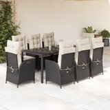  The Living Store Vrtna jedilna garnitura 9-delna z blazinami črn poli ratan - Vrtna Jedilna Garnitura, (21467845) | Shoptok.si