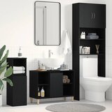 vidaXL Omarica za umivalnik črn hrast 80x33x60 cm inženirski les | Shoptok.si