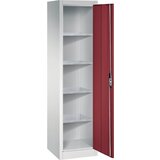 C+P Delavniška omara s krilnimi vrati, VxŠxG 1950 x 502 x 500 mm, svetlo sive / rubinasto rdeče barve | Shoptok.si